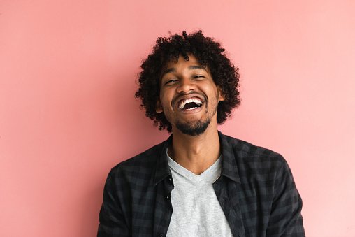 A doctor laughing